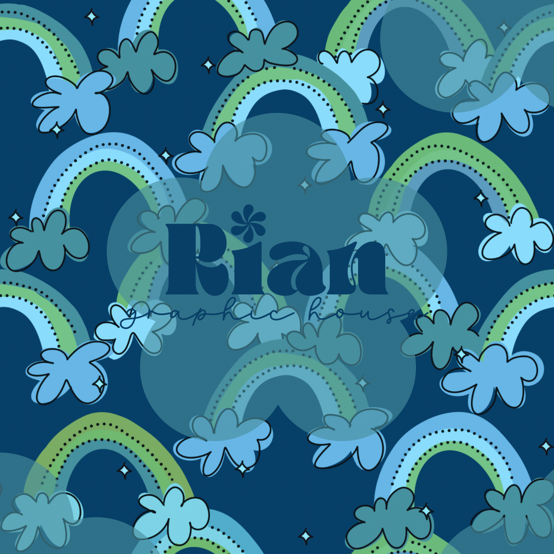 Rainbows//Blue Seamless