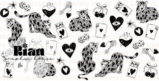 Lucky Leopard Love//Black Sipper Wrap PNG
