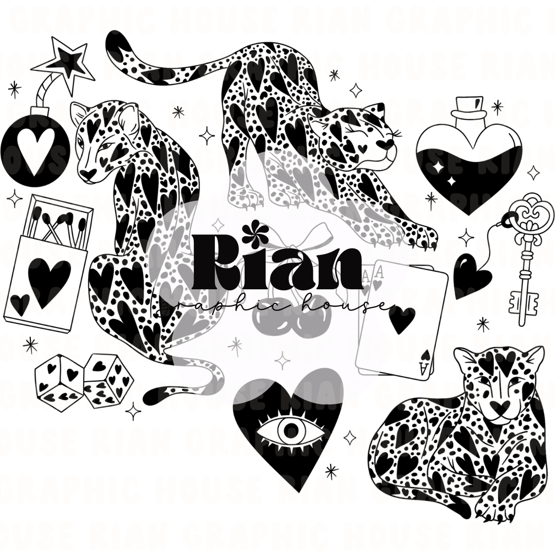 Lucky Leopard Love//Black PNG