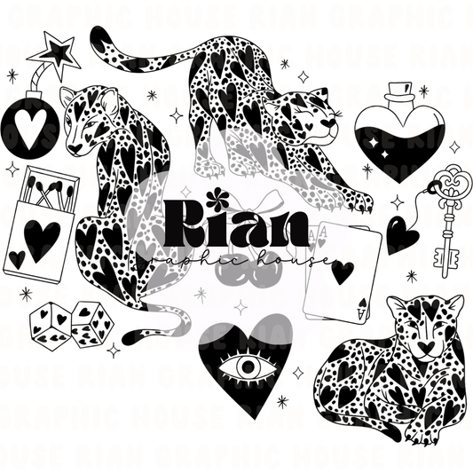 Lucky Leopard Love//Black PNG
