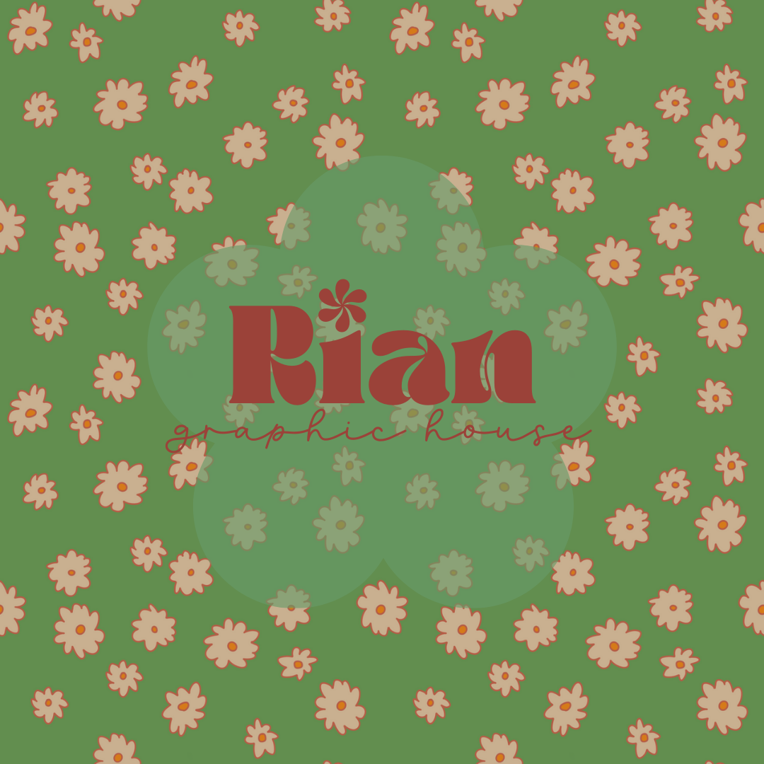 Vintage Simple Floral//Green Seamless