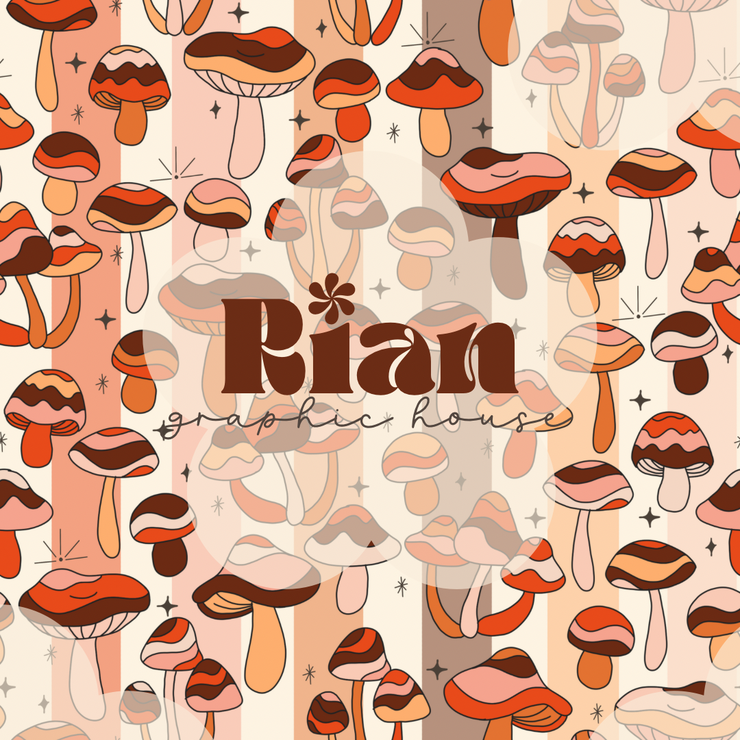 Mushies on Stripes Seamless