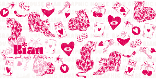 Lucky Leopard Love//Hot Pink Sipper Wrap PNG