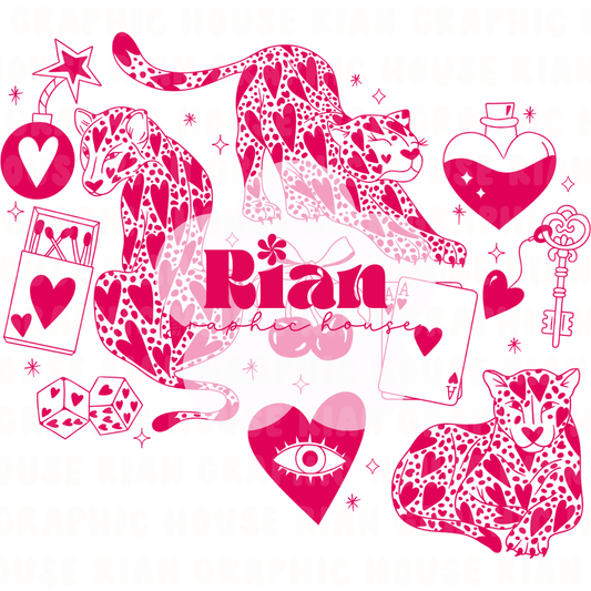 Lucky Leopard Love//Hot Pink PNG