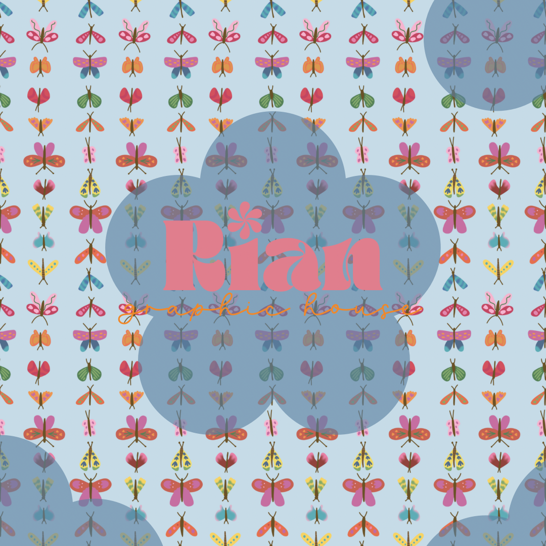 Spring Flutterflies//Sky Blue Seamless