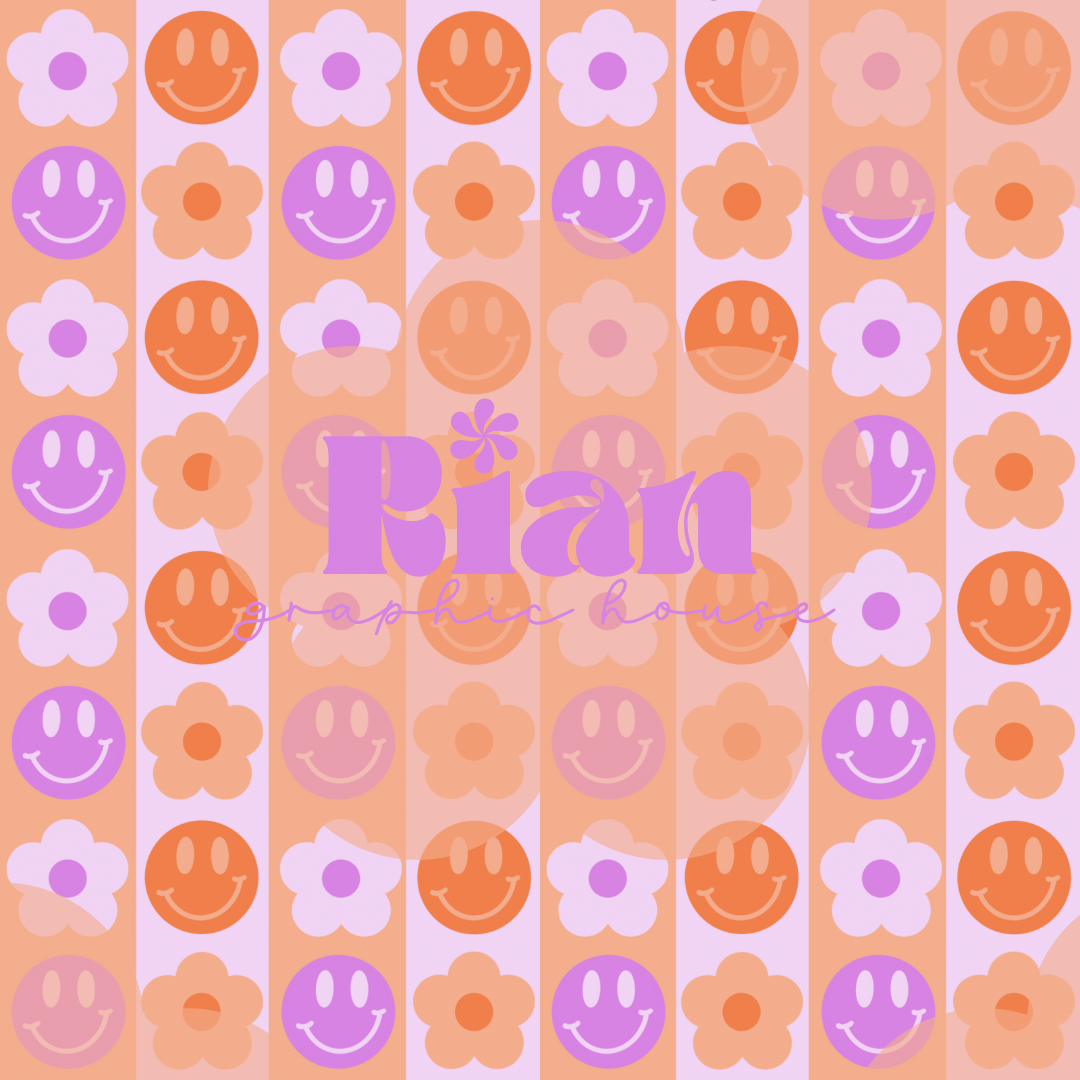 Smileys//Peach + Lilac Seamless