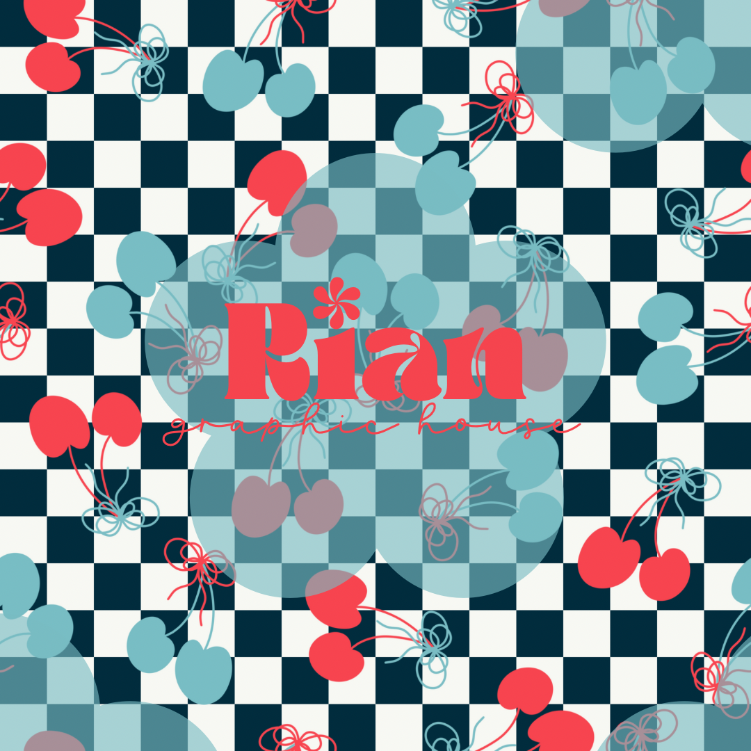 Retro Fourth//Checkered Cherries Seamless