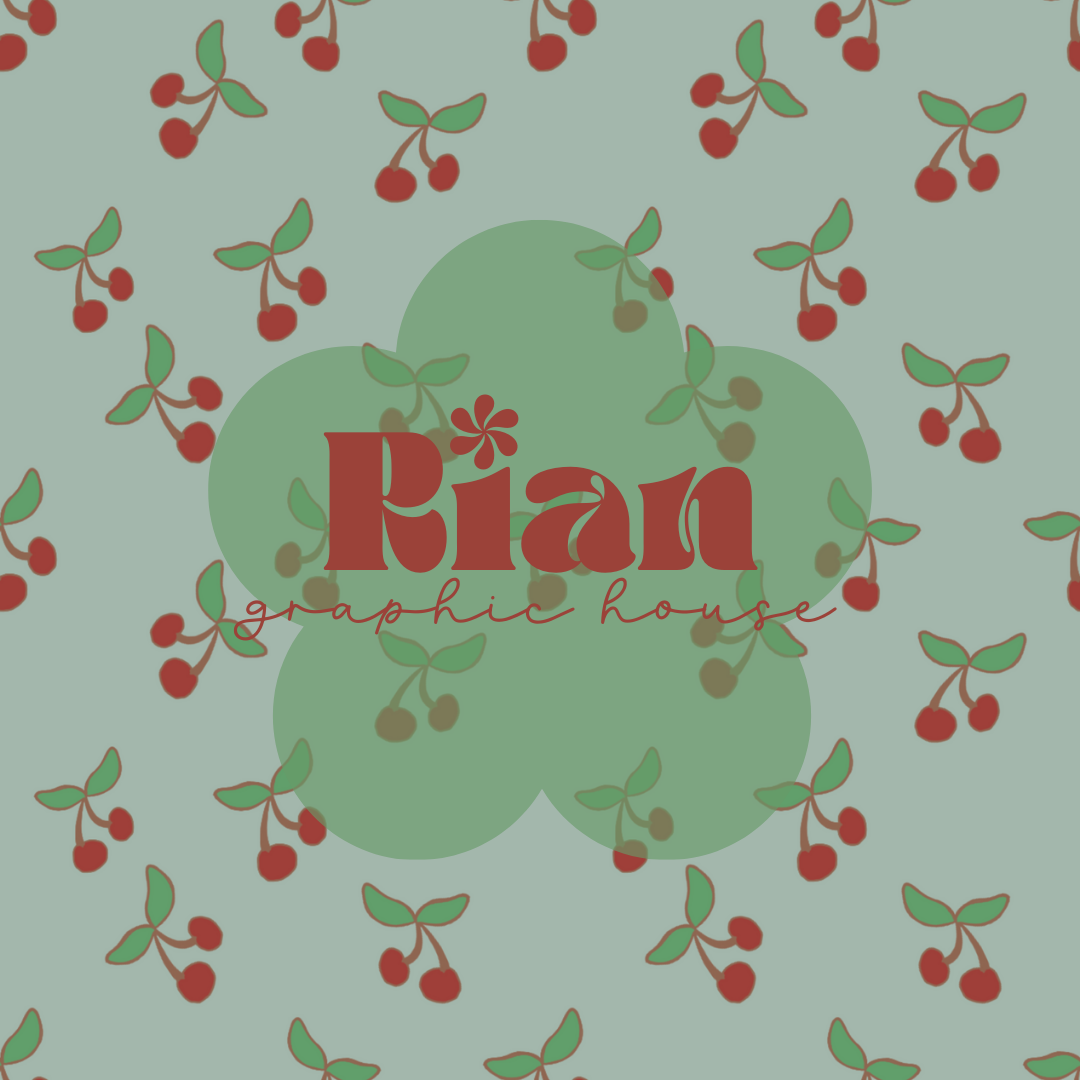 Vintage Cherries//Green Seamless