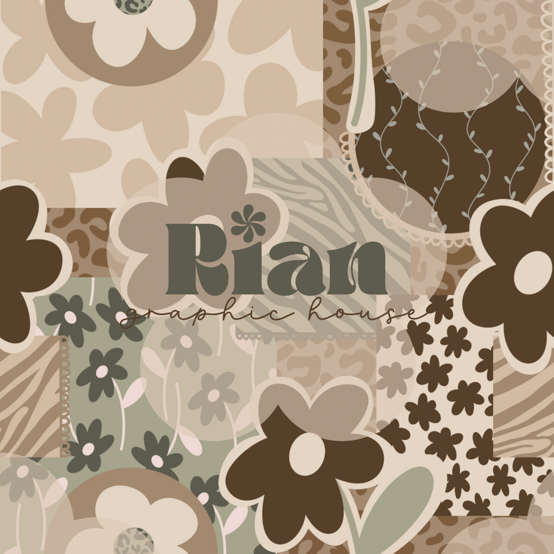 Sad Beige Floral Patchwork Seamless