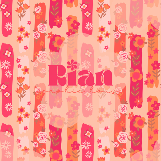 Retro Flora//Neon Coral Seamless