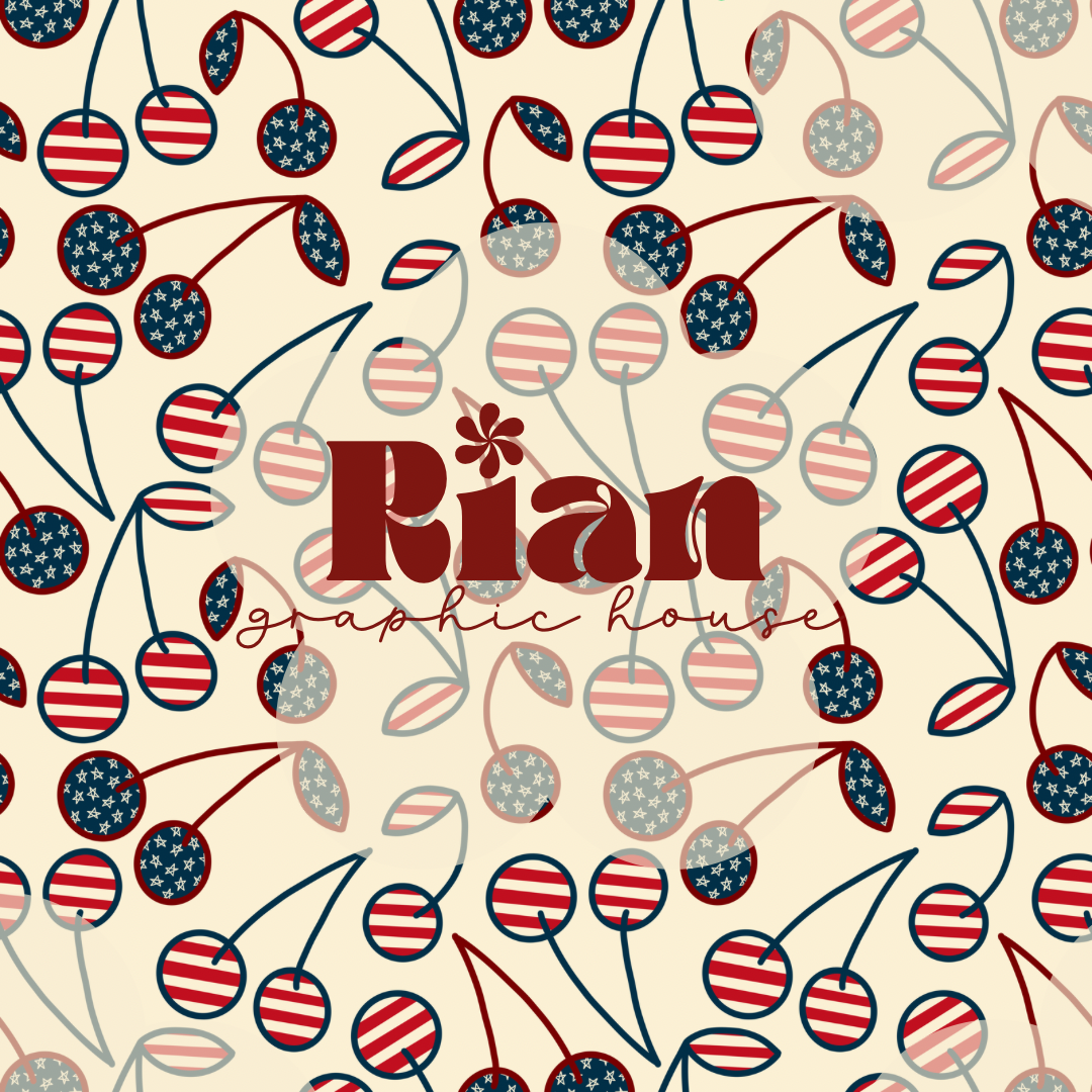 Star Spangled Cherries Seamless