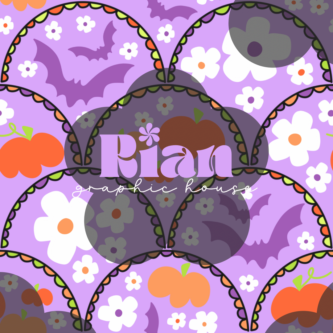 Ghostly Floral Scallops Seamless