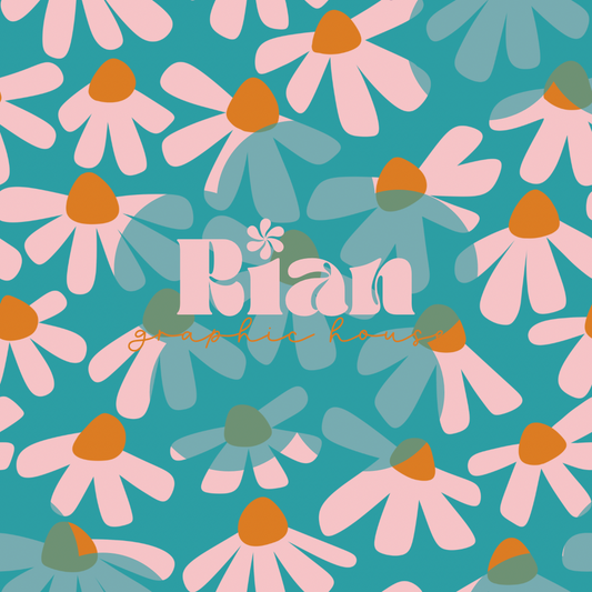 Blushing Blooms//Teal Seamless