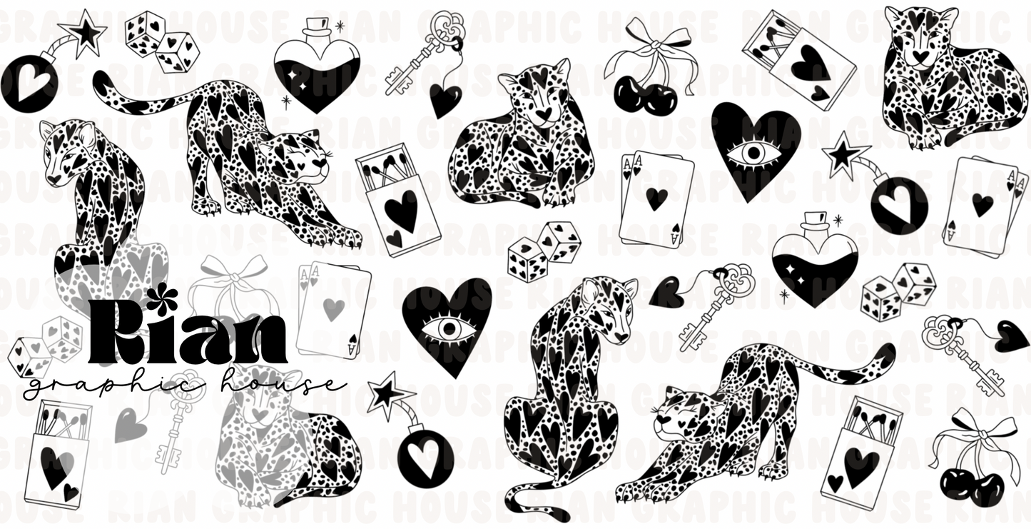 Lucky Leopard Love//Black Sipper Wrap PNG