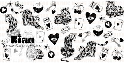 Lucky Leopard Love//Black Sipper Wrap PNG