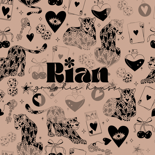 Lucky Leopard Love//Black Seamless