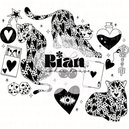 Lucky Leopard Love//Black PNG