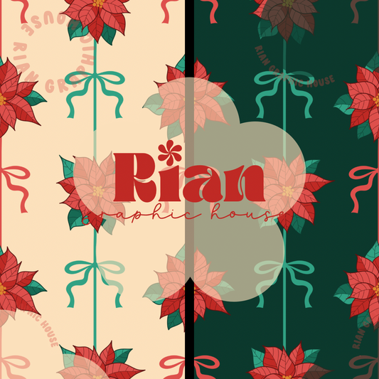 Poinsettia Ribbon Seamless
