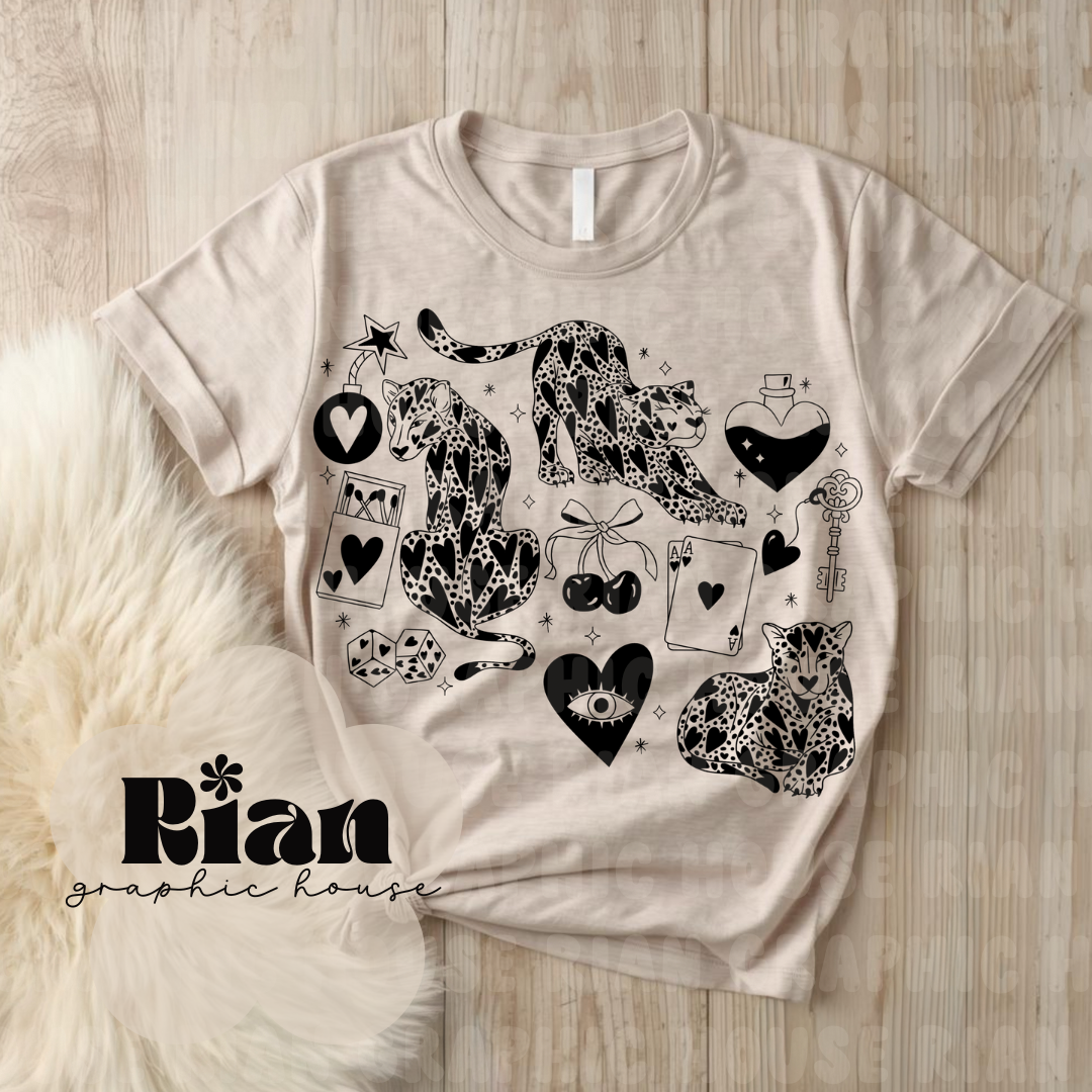 Lucky Leopard Love//Black PNG