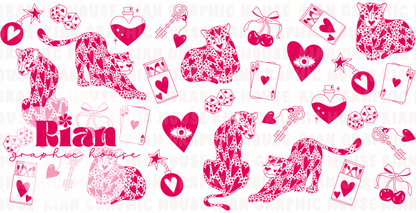 Lucky Leopard Love//Hot Pink Sipper Wrap PNG
