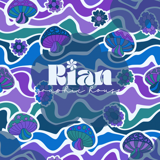 Mushroom Magic//Blue Seamless