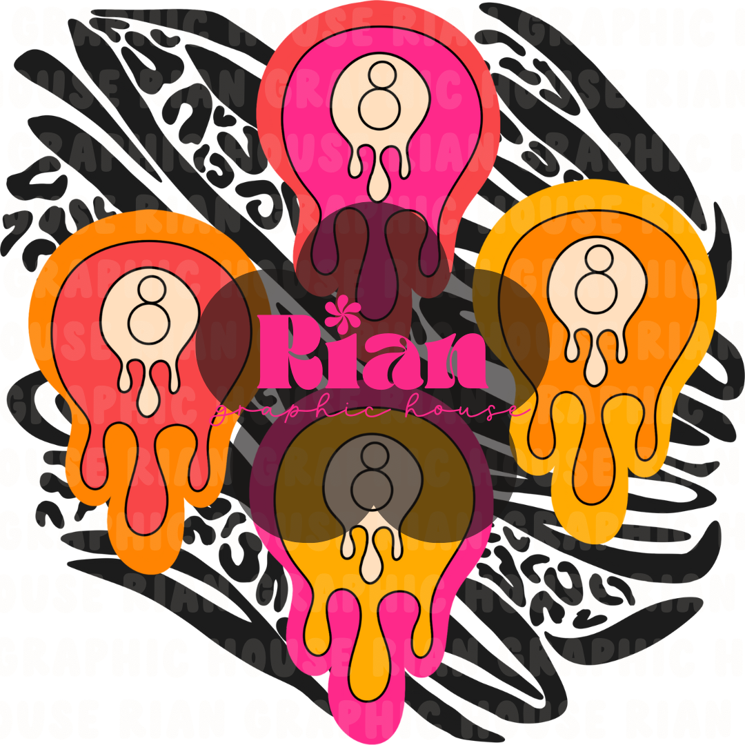 Drippy Magic 8s//Pink PNG