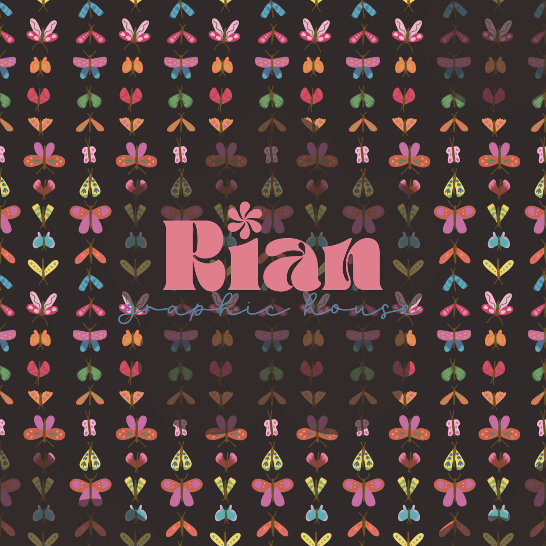 Spring Flutterflies//Charcoal Seamless