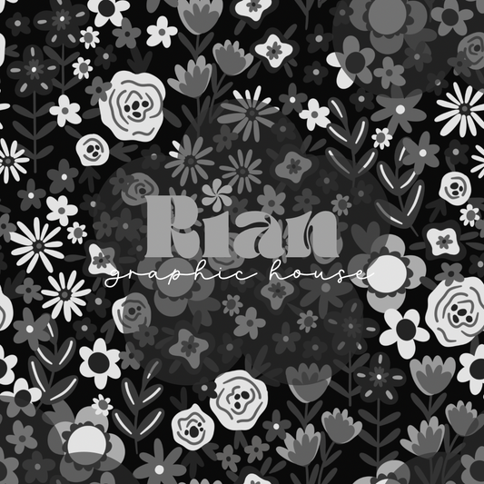Flora’s Garden//Monochromatic Seamless
