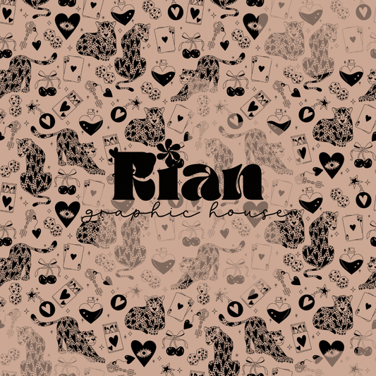 Lucky Leopard Love//Black Seamless