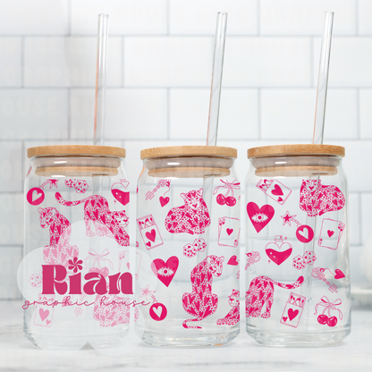 Lucky Leopard Love//Hot Pink Sipper Wrap PNG