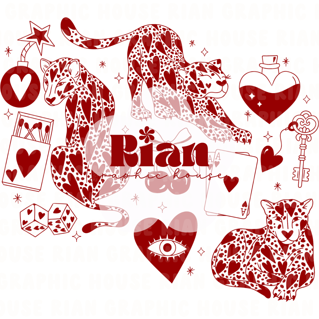 Lucky Leopard Love//Red PNG