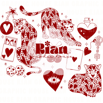 Lucky Leopard Love//Red PNG