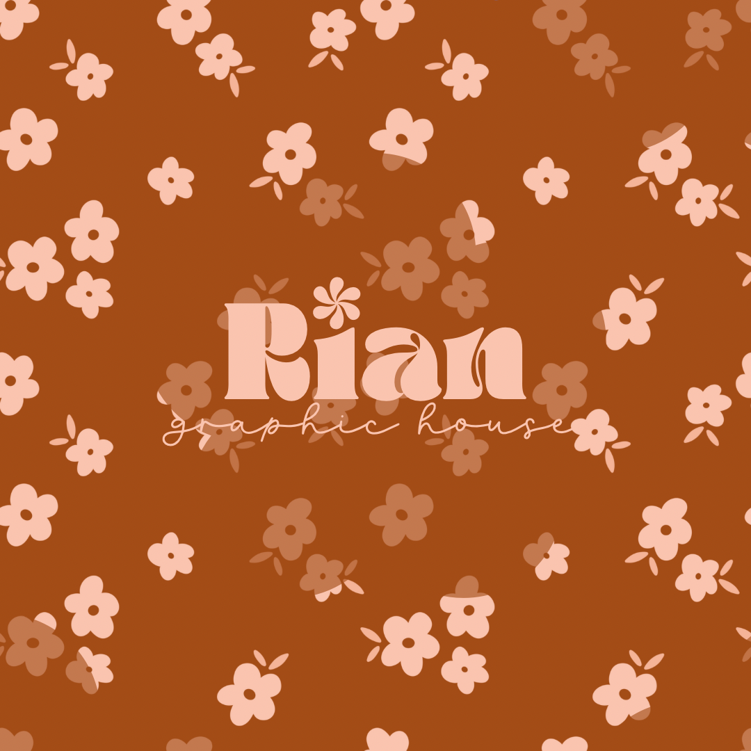 Simple Floral//Burnt Orange Seamless