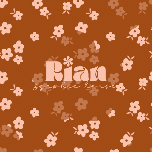 Simple Floral//Burnt Orange Seamless