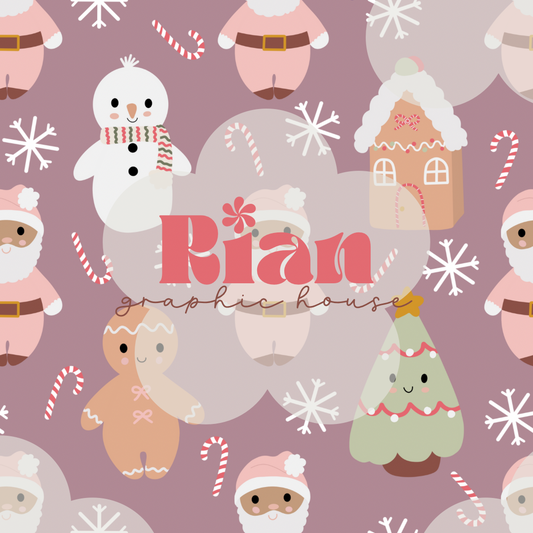 Snuggly Pink Santas Seamless