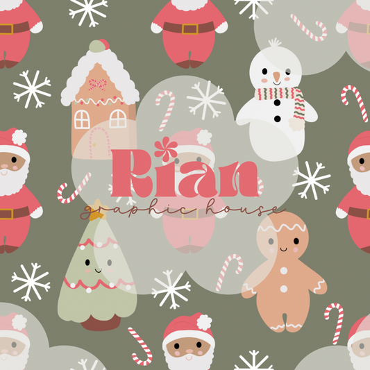 Snuggly Red Santas//Traditional Colors Seamless