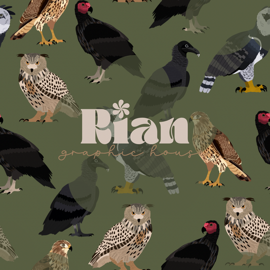 Birds of Prey//Green Seamless