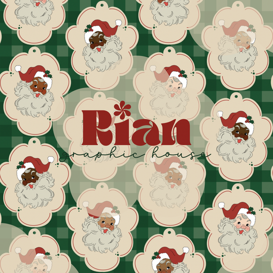 Santas//Green Plaid Seamless