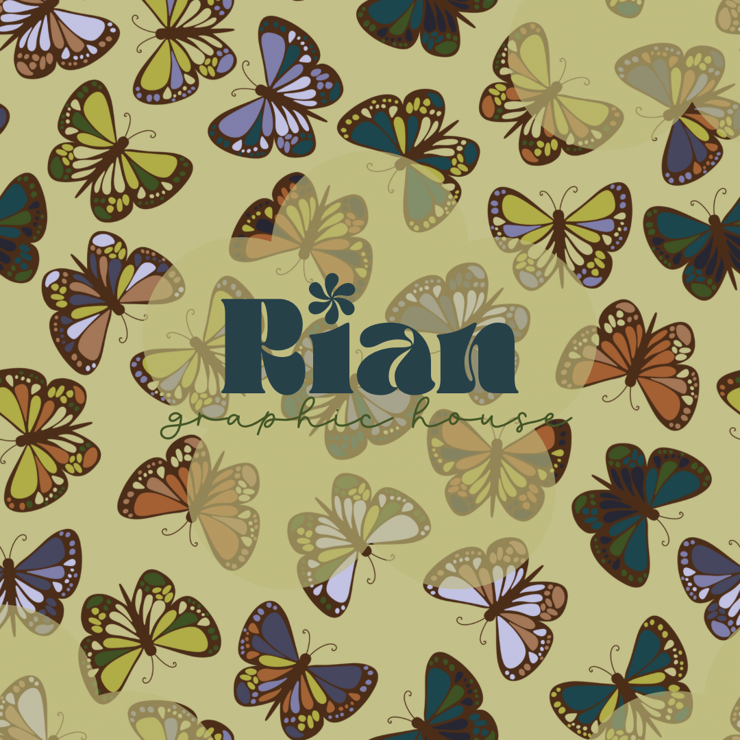 Forest Butterflies//Lime Seamless