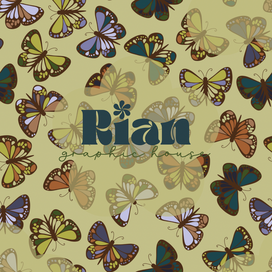 Forest Butterflies//Lime Seamless