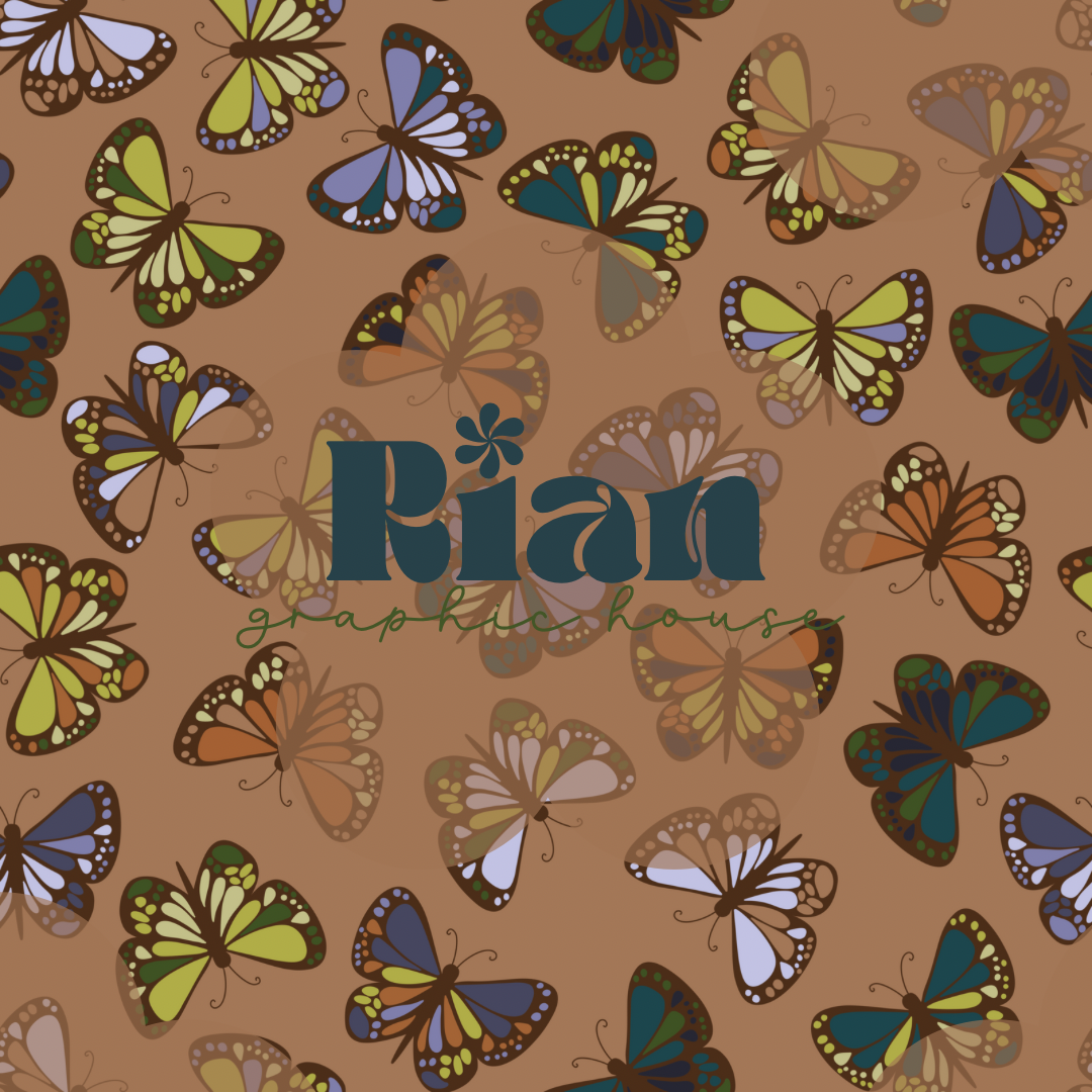 Forest Butterflies//Tan Seamless