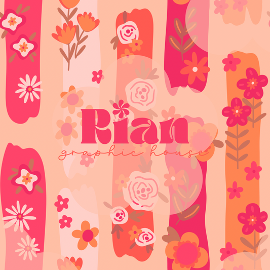 Retro Flora//Neon Coral Seamless