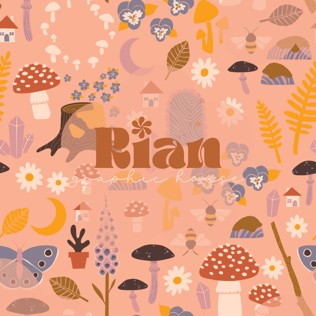 Fairy Garden//Peach Seamless