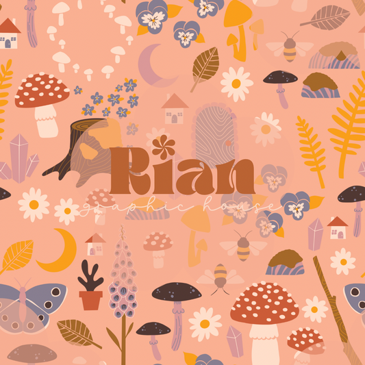 Fairy Garden//Peach Seamless