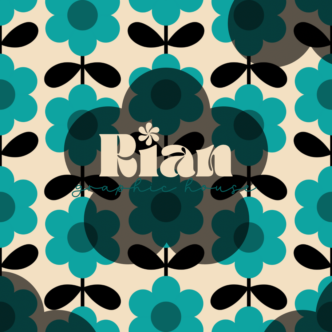 Mod Flora//Teal Seamless