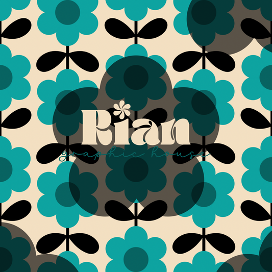Mod Flora//Teal Seamless