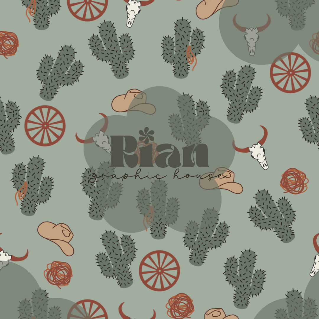 Wild West//Green Seamless