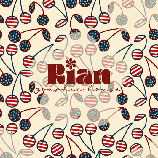 Star Spangled Cherries Seamless