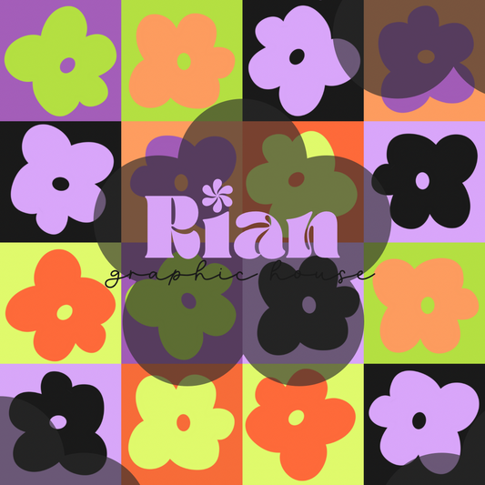 Flower Power Patchwork//Halloween Seamless